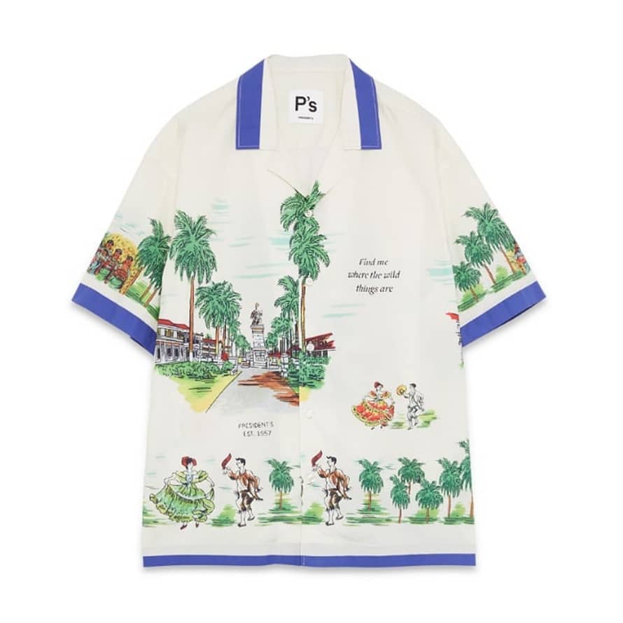 President's Ecru Panama Printed Rangi Over Shirt