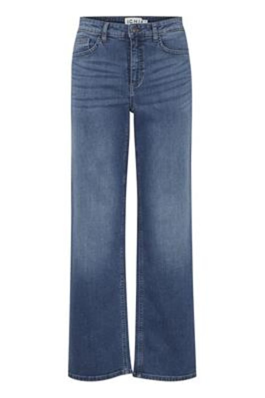 ICHI Twiggy Loose Fit Straight Jeans - Medium Blue