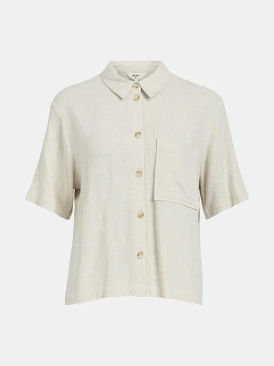 Object Sanne Short Sleeved Shirt - Sandshell
