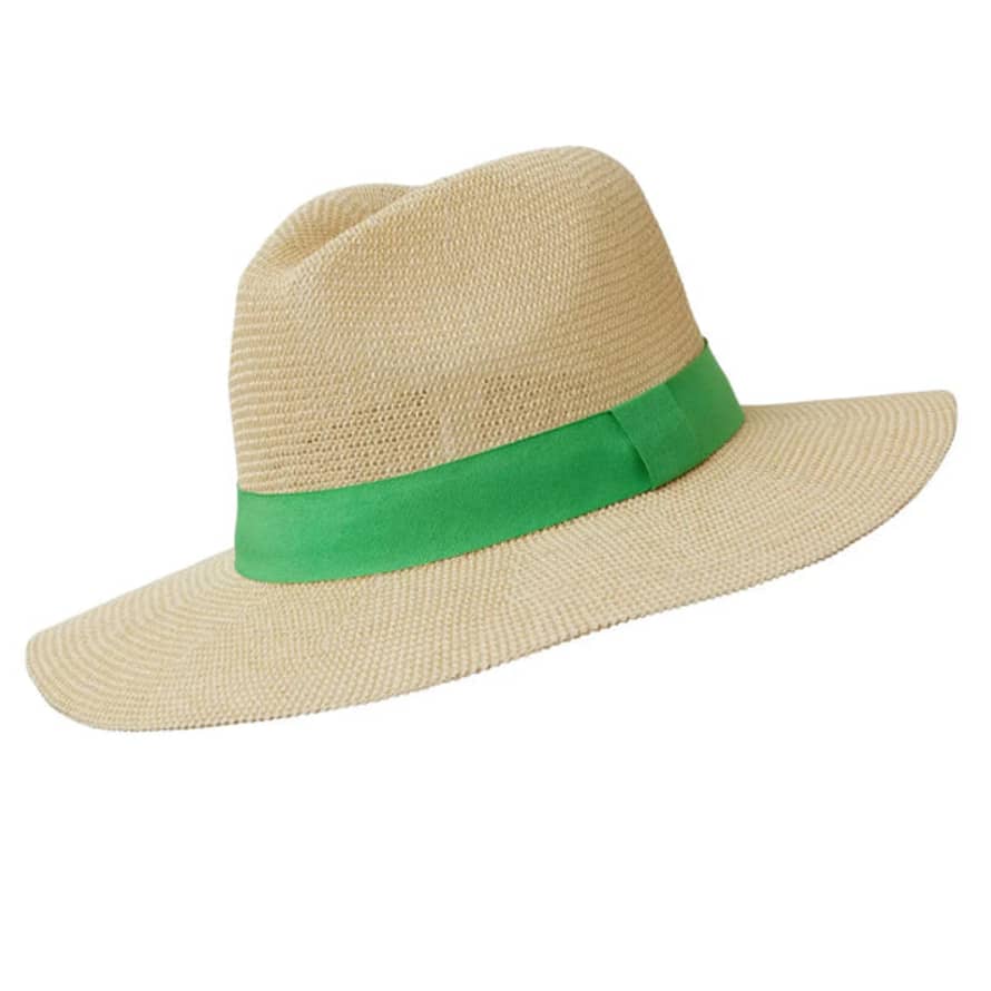 Somerville Panama Hat - Natural Paper With Green Band
