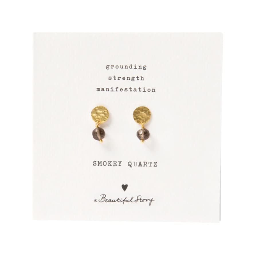 A Beautiful Story Aw30818 Mini Coin Smokey Quartz Gp Earrings