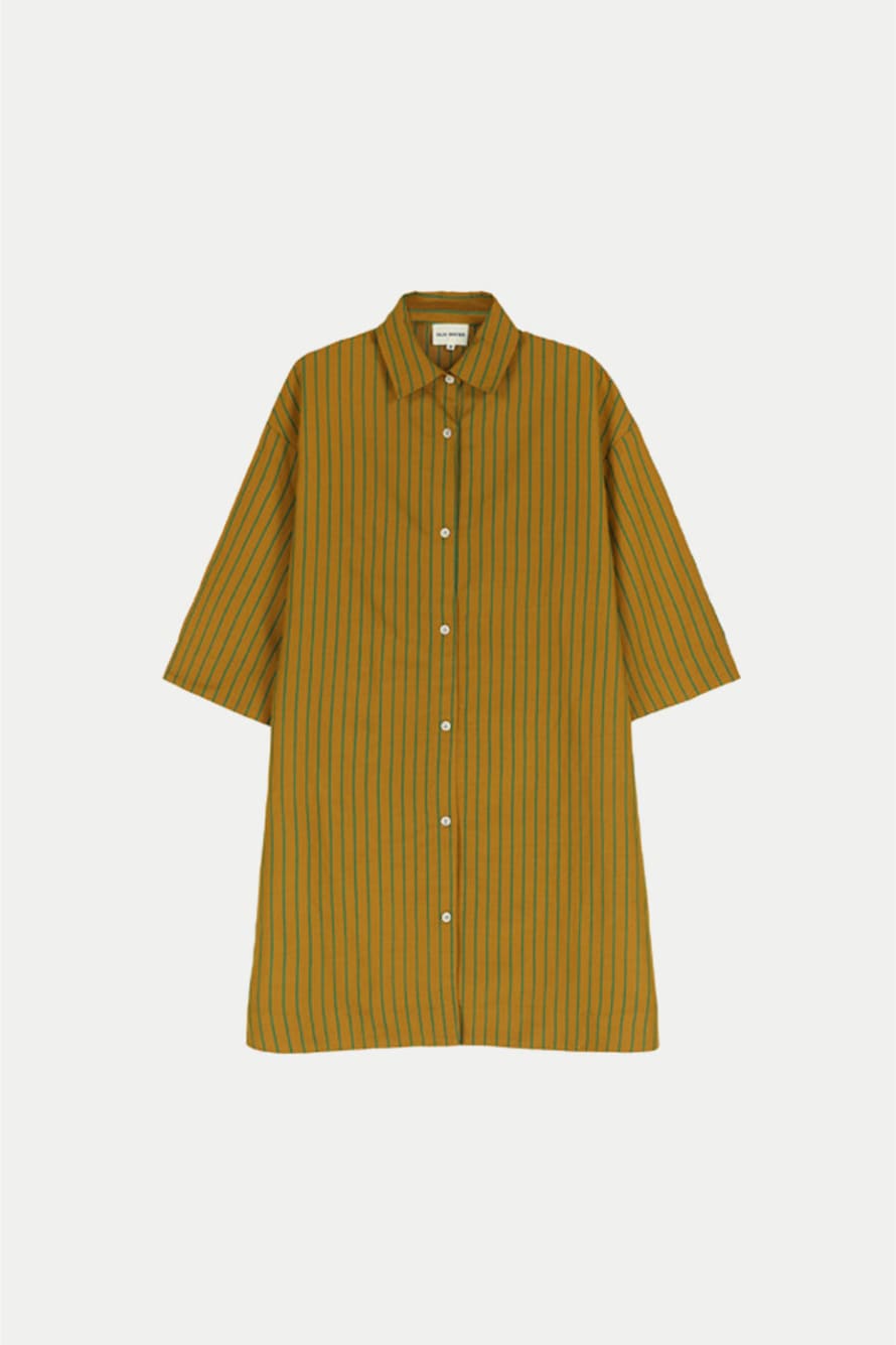 Our Sister Brown Flying Table Stripe Shirt Dress