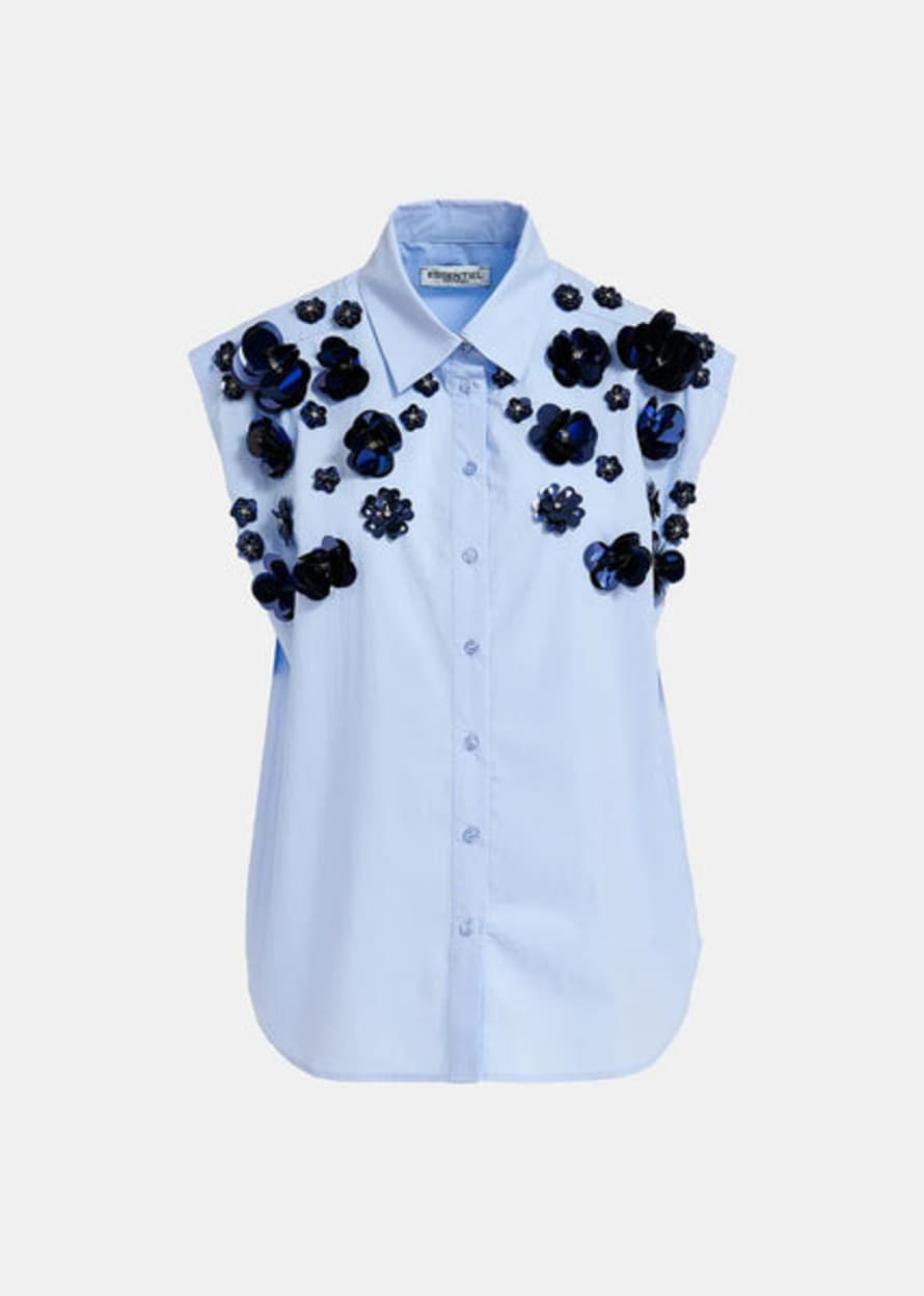 Essentiel Antwerp Fight Sleeveless Cotton Shirt - Blue