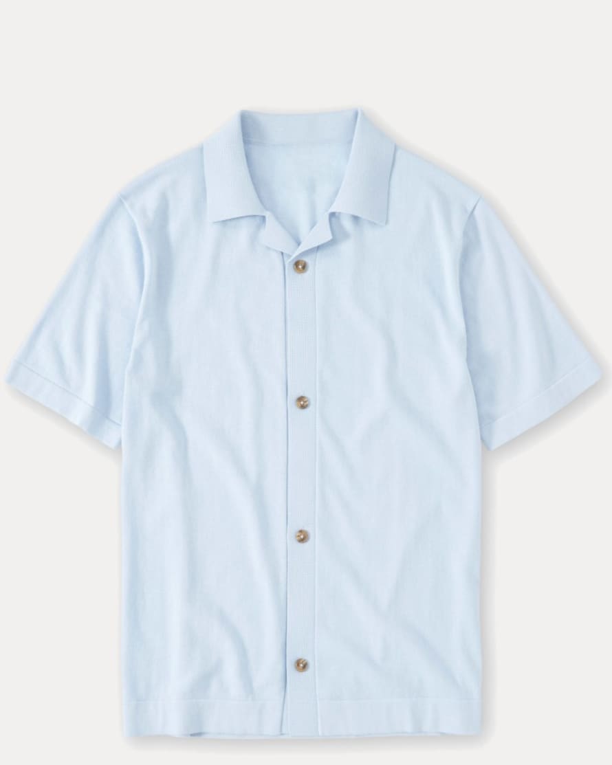 CLOSED Polo Cardigan - Maille Coton - Bleu Horizon