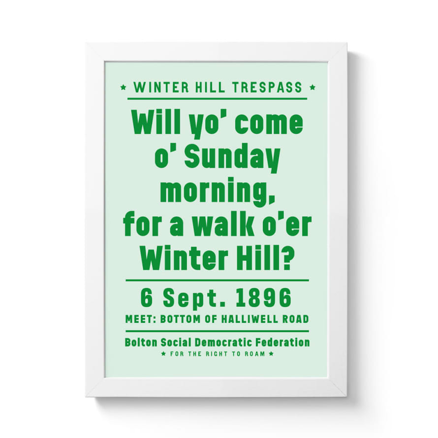 National Park Print Shop Winter Hill Trespass A4 Framed Riso Print