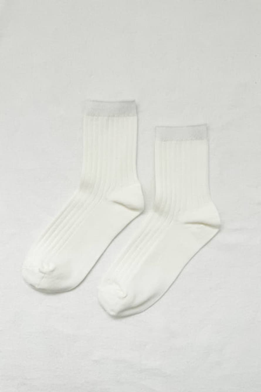 Le Bon Shoppe - Her Socks - Mercerized Combed Cotton Rib: Classic White