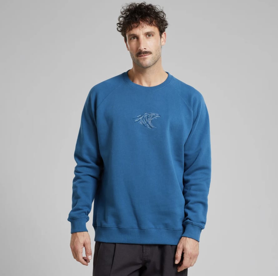 dedicated Sweatshirt Malmoe Blue Wave Emb Midnight Blue
