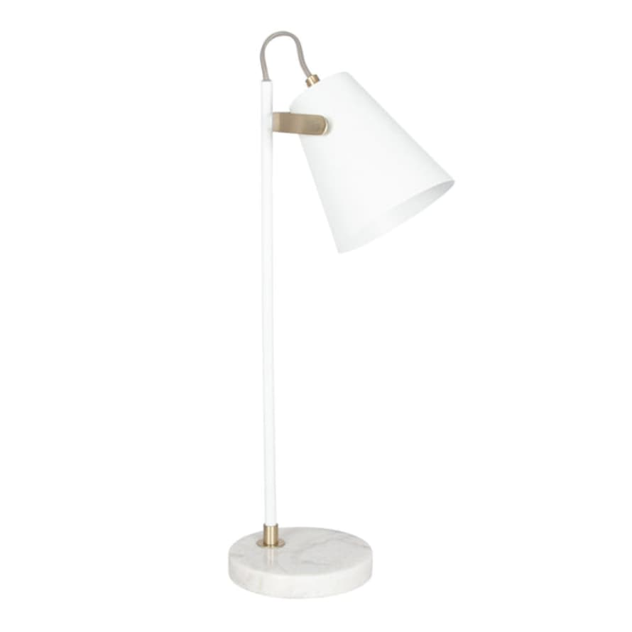 Distinctly Living Terracina White And Brushed Brass Task - Table Lamp