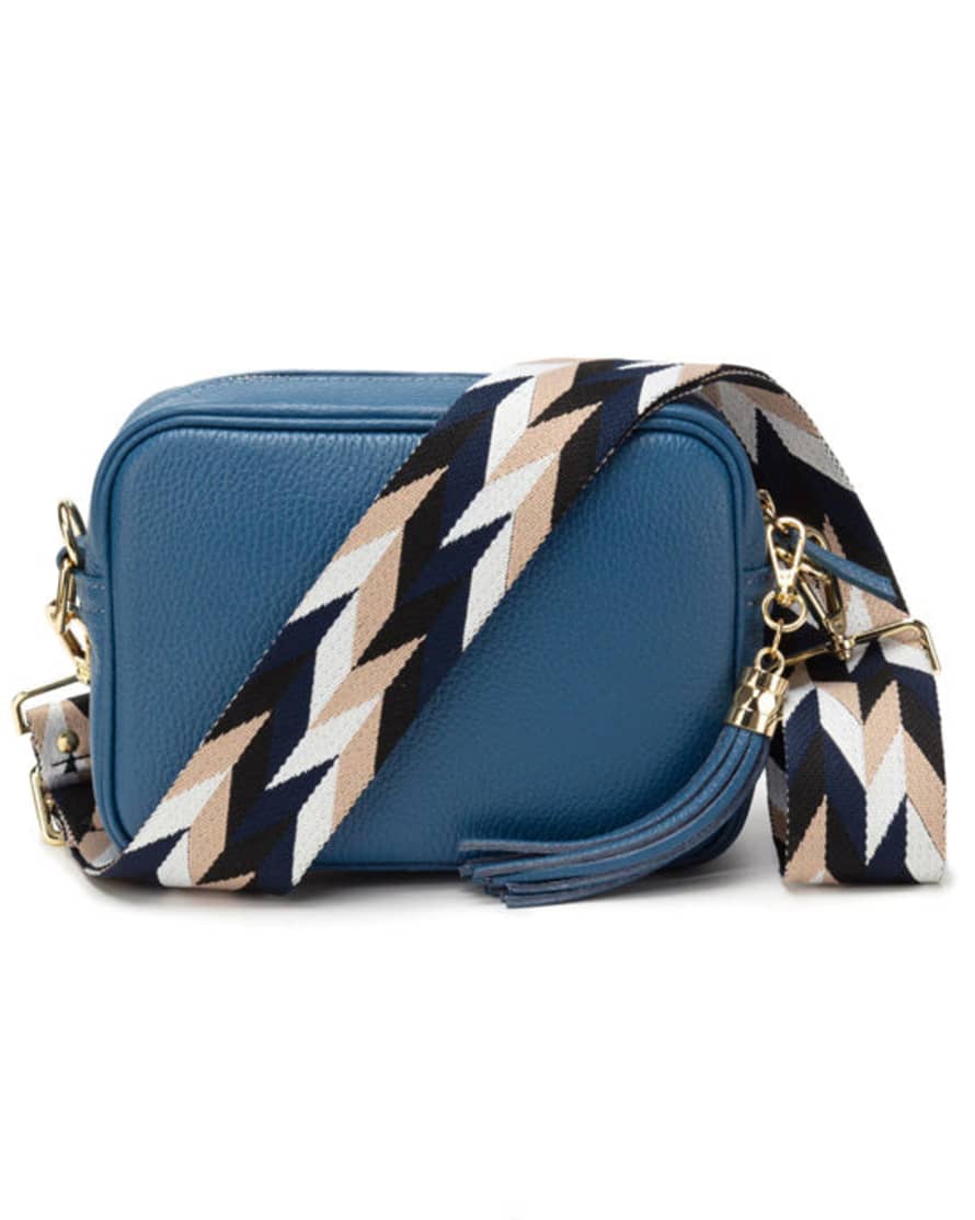 Elie Beaumont  Crossbody Handbag Denim Blue W Designer Strap