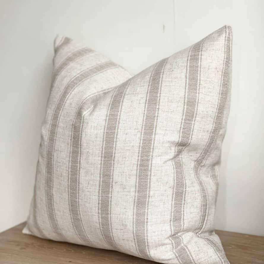BUNNY AND CLARKE Linen Blend Oatmeal Striped Cushion