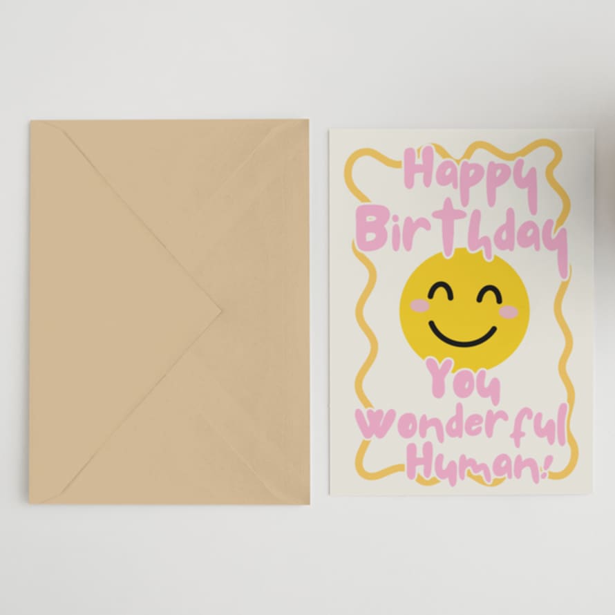 Blue Iris Designs Co Happy Birthday Wonderful Human Greeting Card
