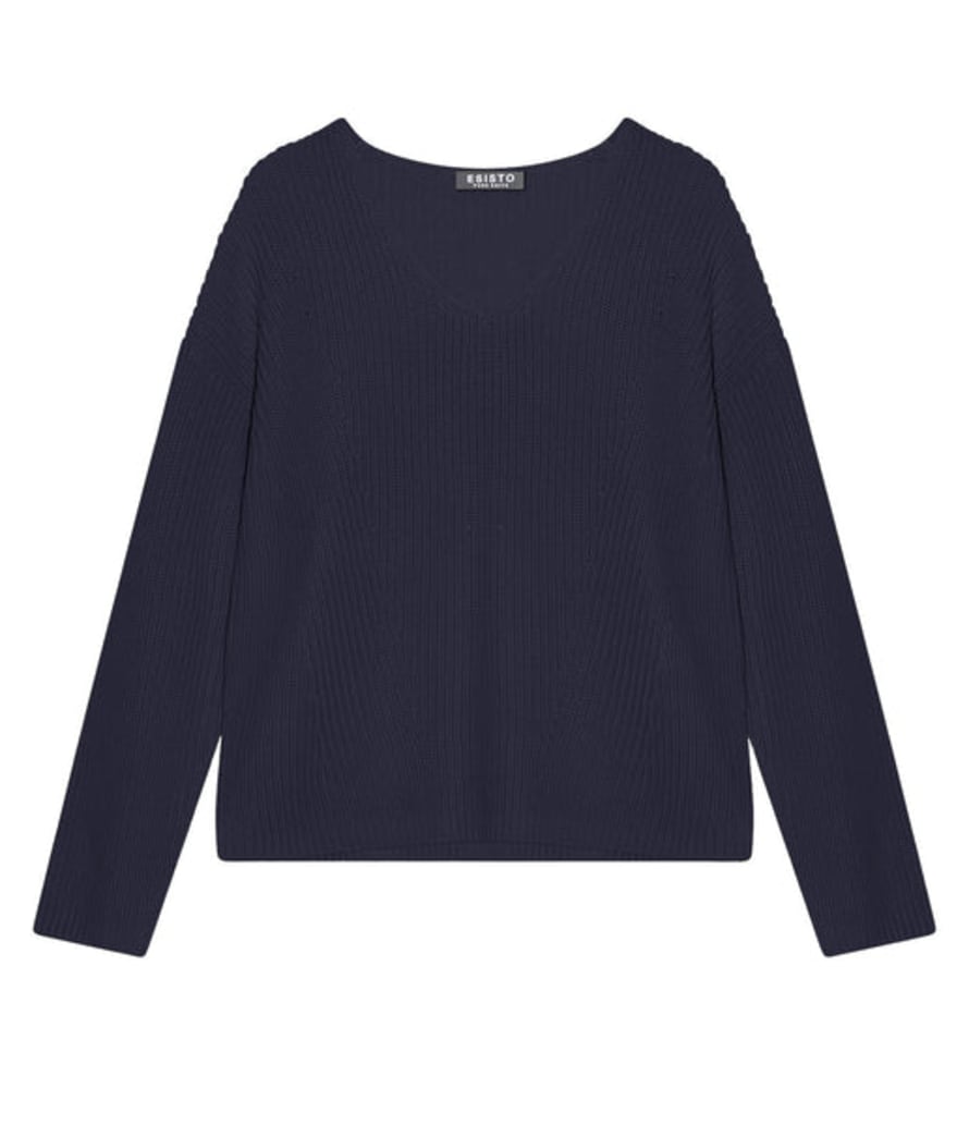 cashmere-fashion-store Esisto Baumwoll Pullover V-ausschnitt Langarm