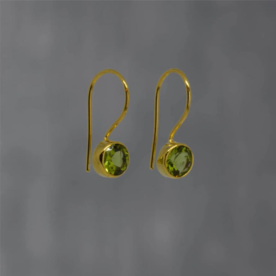 Annie Mundy Small Round Peridot and Gold Drop Earrings B7008 G