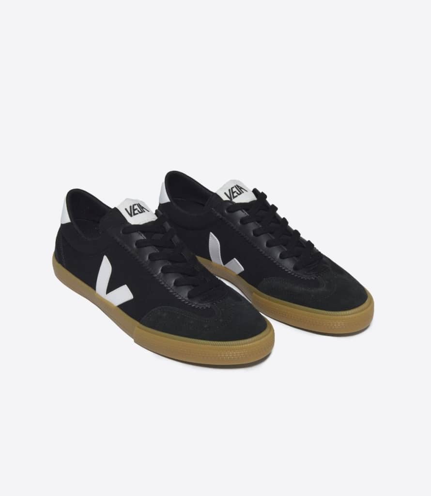Veja Black White and Natural Canvas Volley Shoes UNISEX