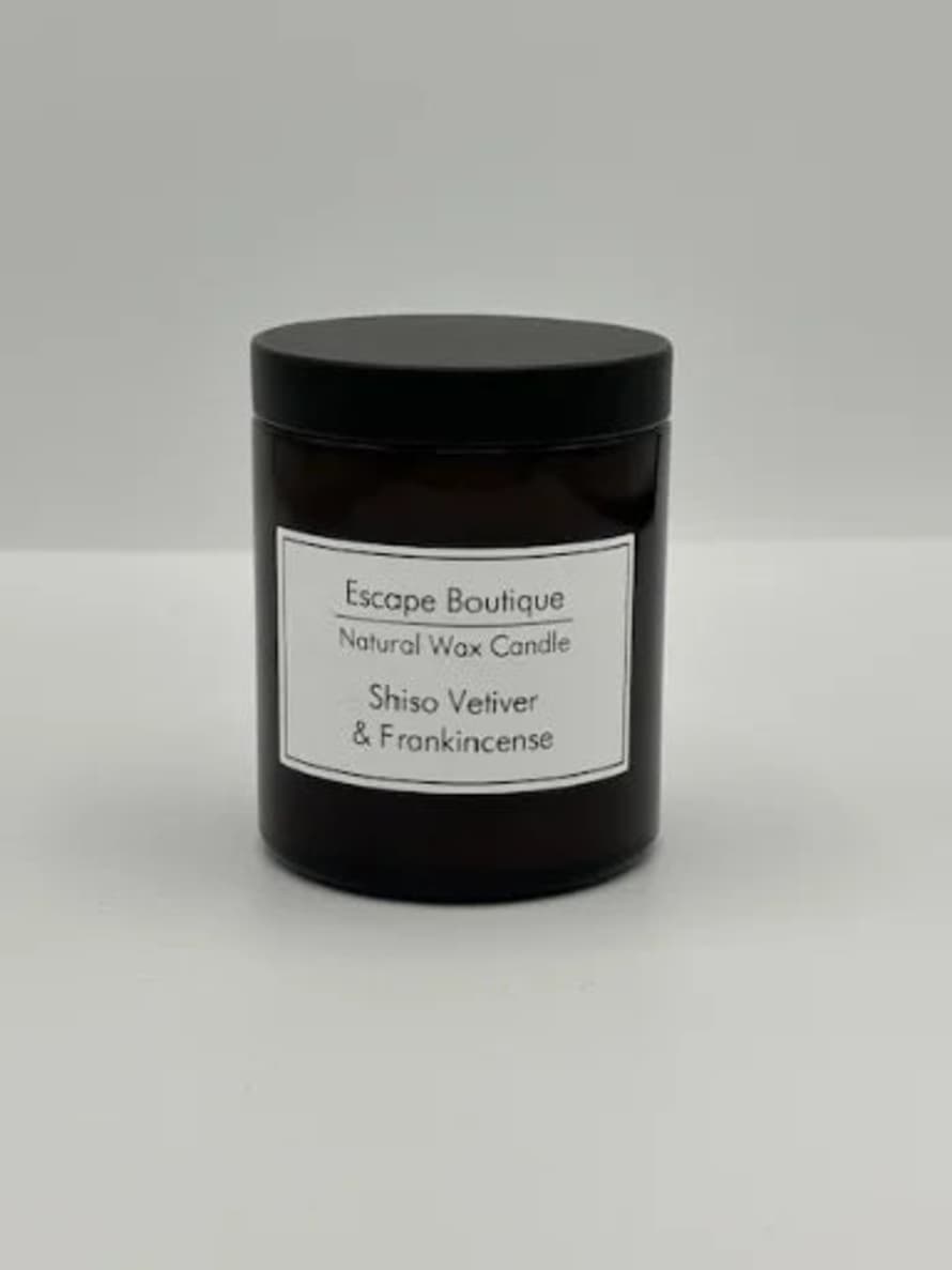 Heaven Scent Incense Ltd Shiso, Vetiver & Frankincense 180ml Brown Pot Natural Vegetable Wax Candle