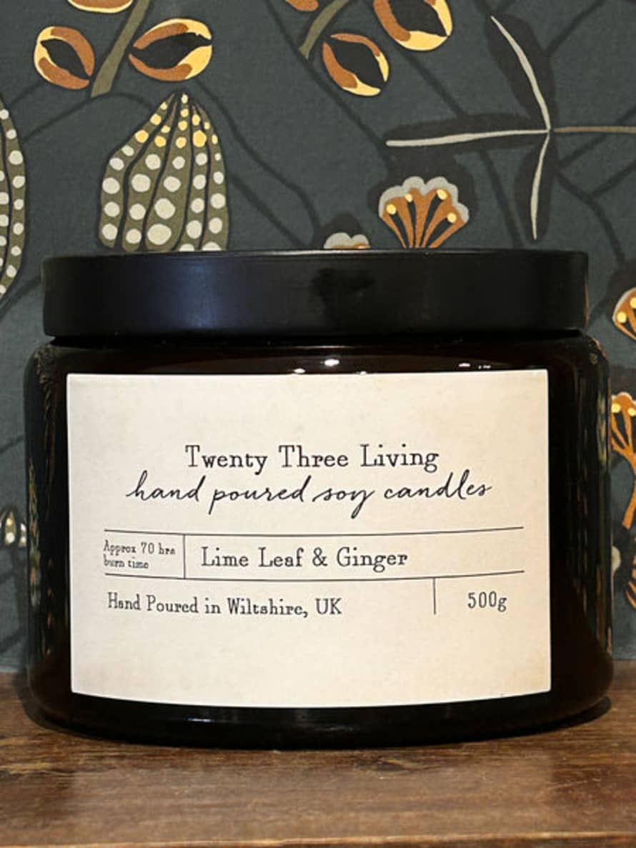 Twenty Three Living Pharmacy Jar Soy Candle - Lime Leaf & Ginger