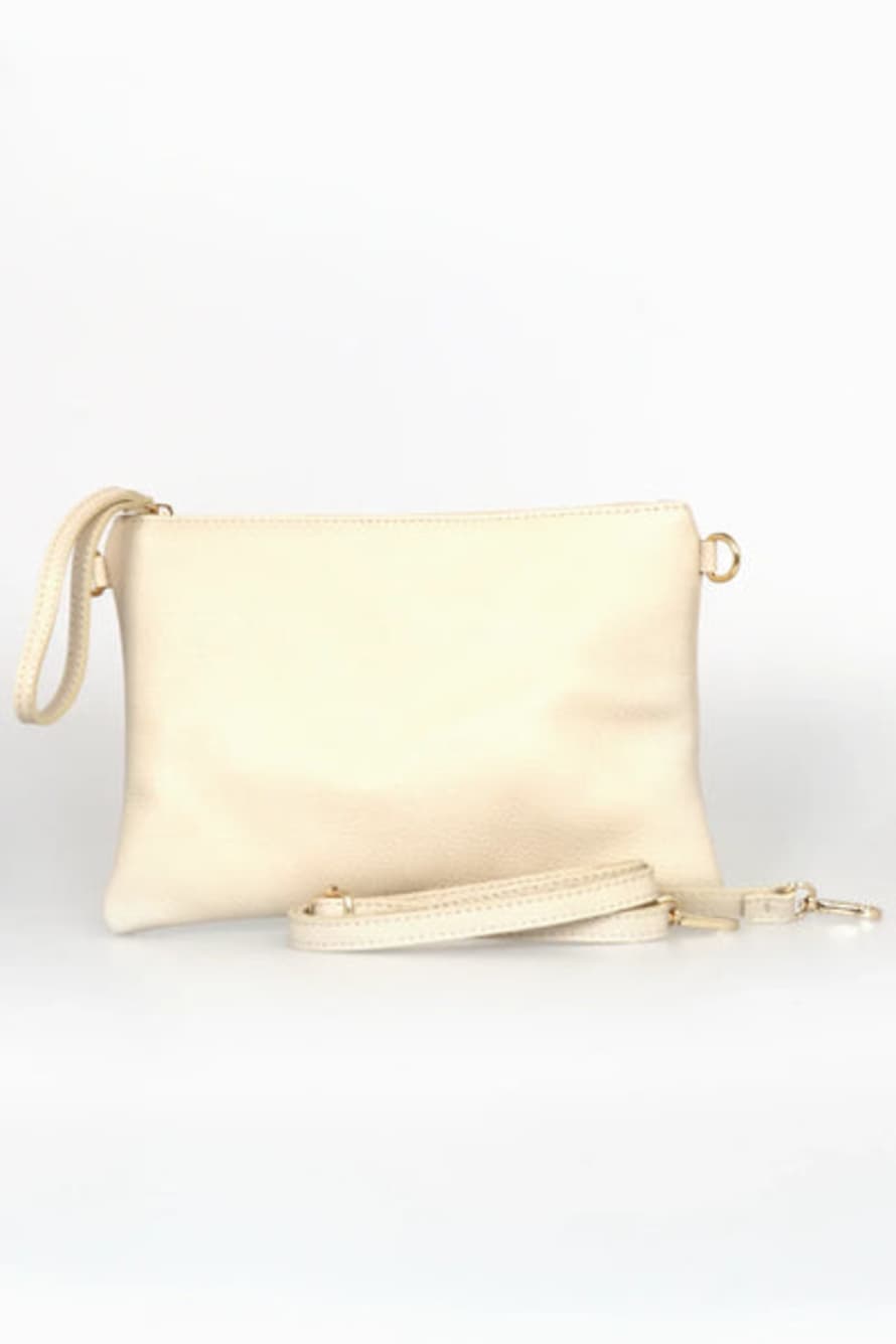 Miss Shorthair Ltd Miss Shorthair 6556cr Cream Large Genuine Italian Leather Wristlet Clutch Bag
