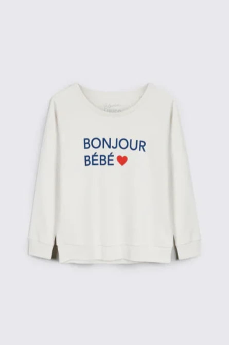Eleven Loves Bonjour Sweatshirt In Vintage White