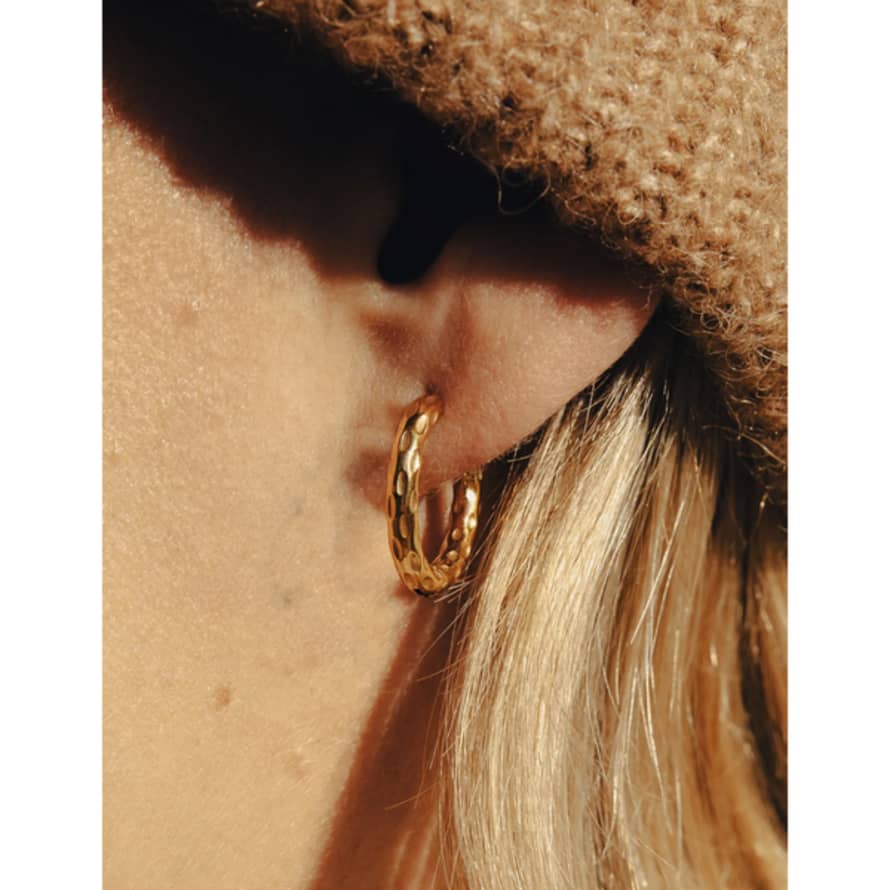Nordic Muse | Hammered Hoop Earrings | Gold