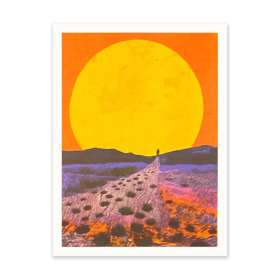 Ohh Deer Red Sunset Landscape A5 Print