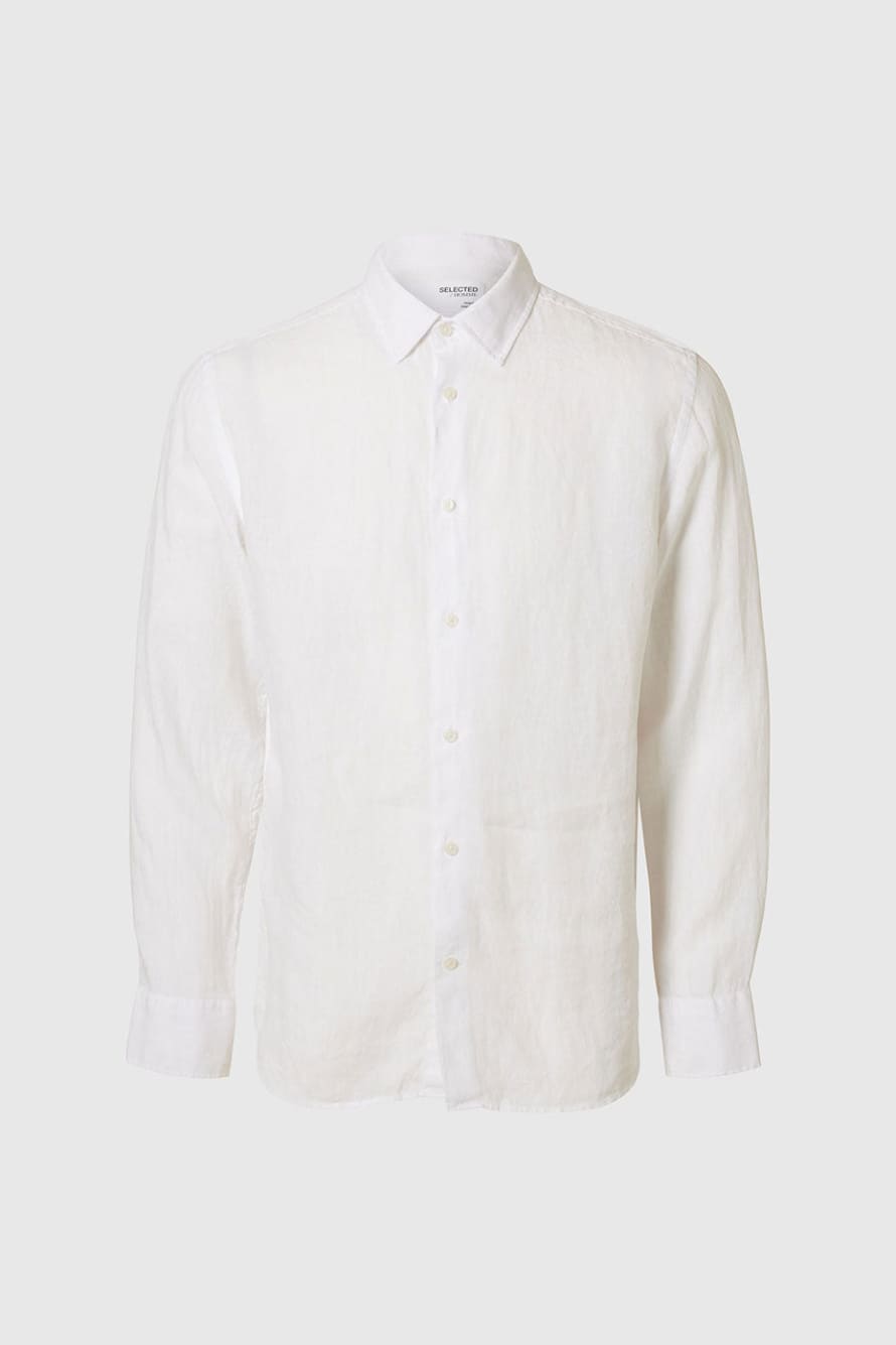 Selected Homme White Reg Kylian Linen Shirt
