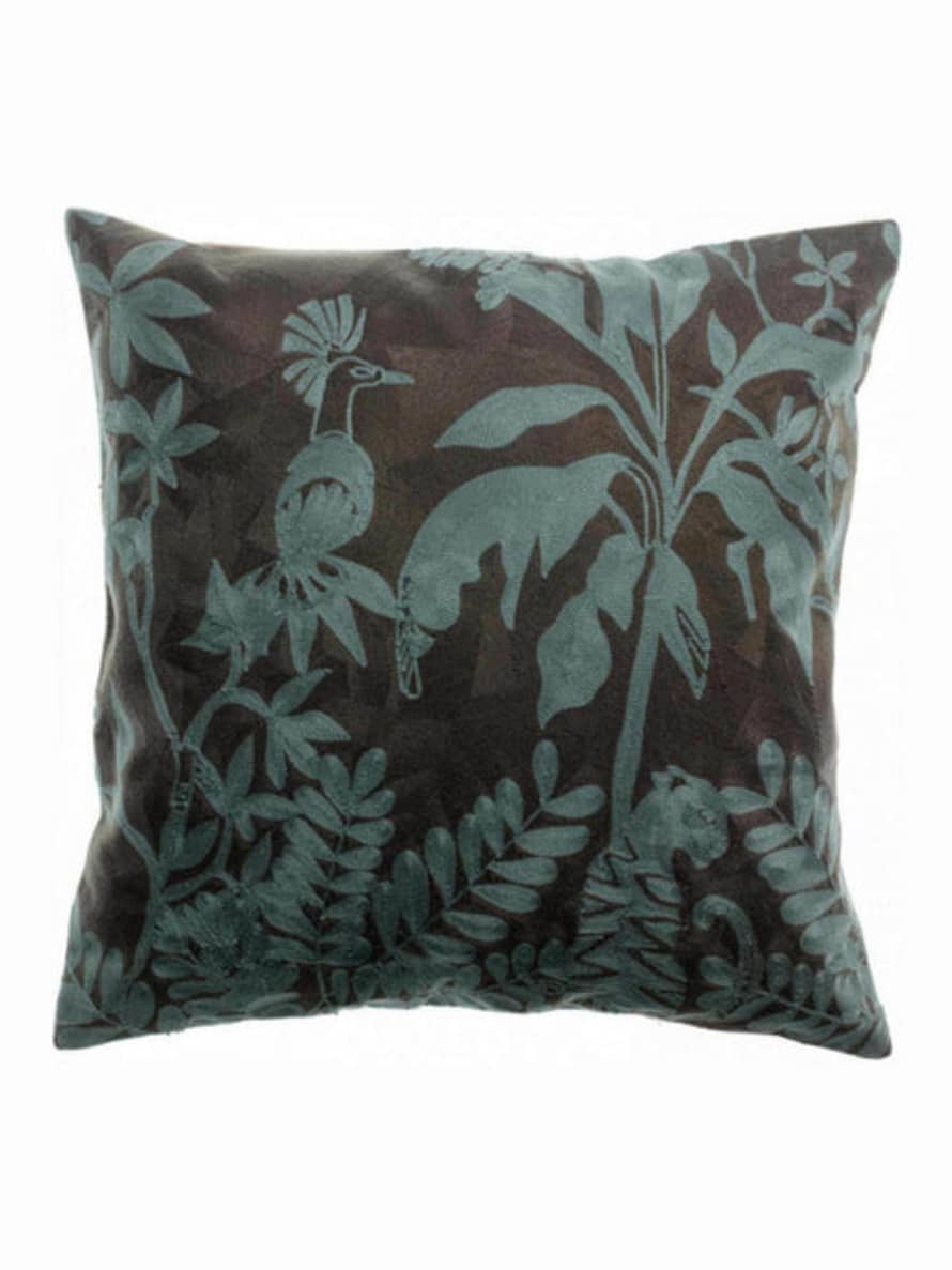Viva Raise Raki Embroidered Cushion - 45x45cm - Carbone