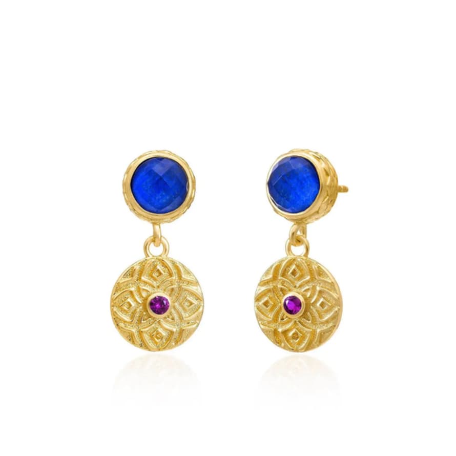 AZUNI LONDON | Pantheon Doublet And Ornate Coin Earrings | Lapis