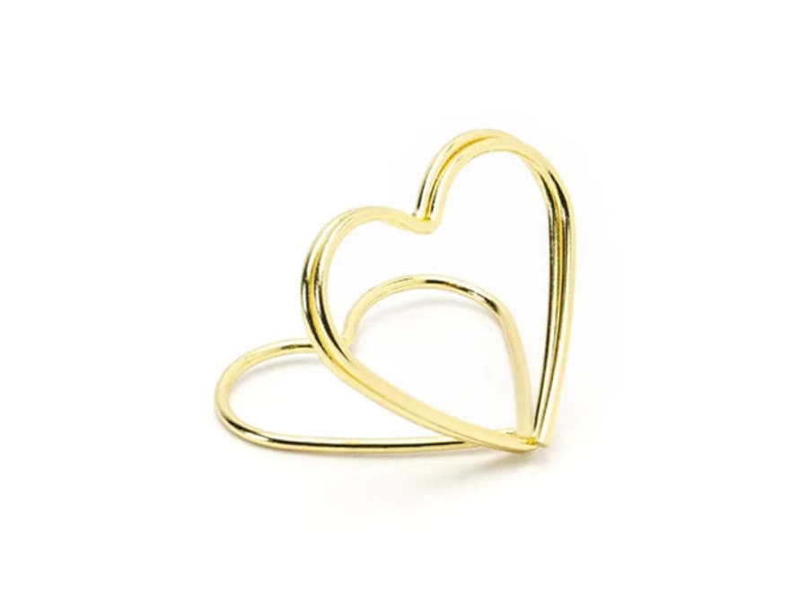 Partydeco Place Card Holders Hearts, Gold, 2.5 Cm