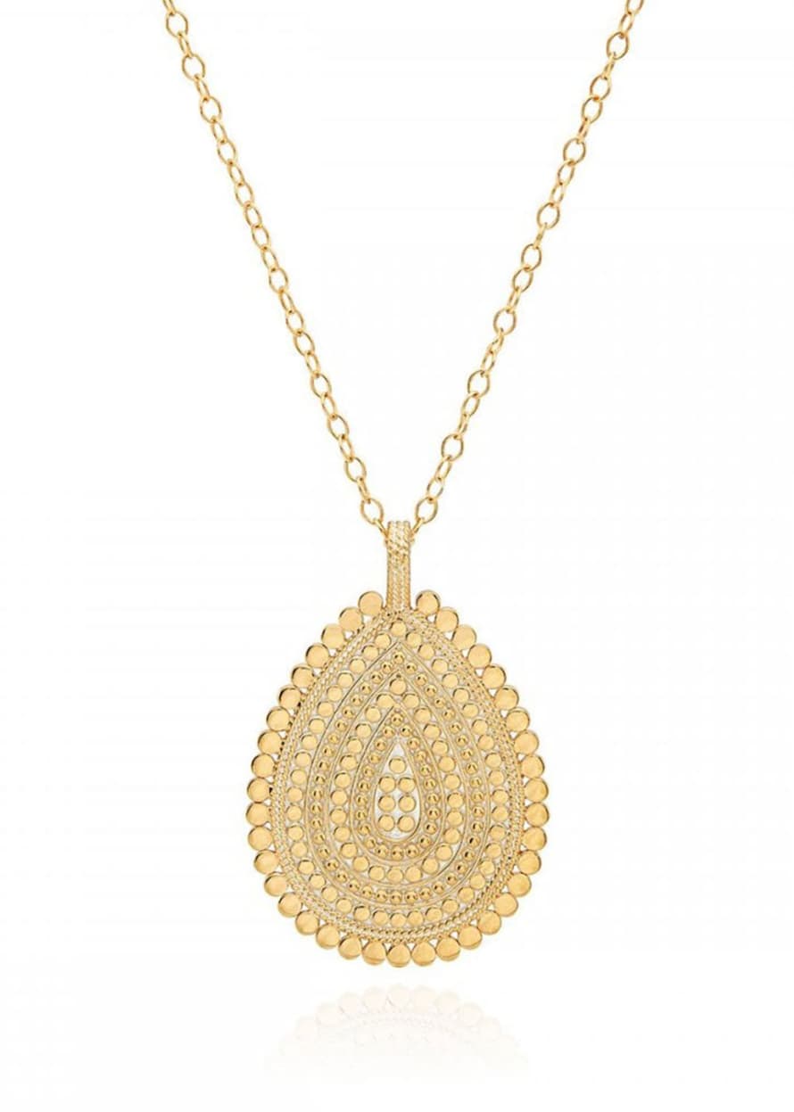 Anna Beck Large Scalloped Teardrop Necklace - Gold