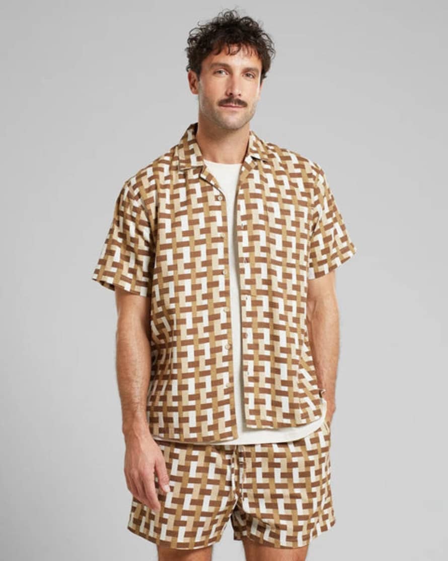 dedicated Marstrand Shirt Brown Square Weave