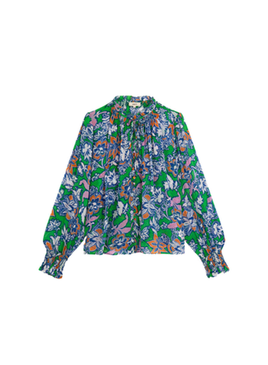 SUNCOO Latinos Blouse In Green Print From