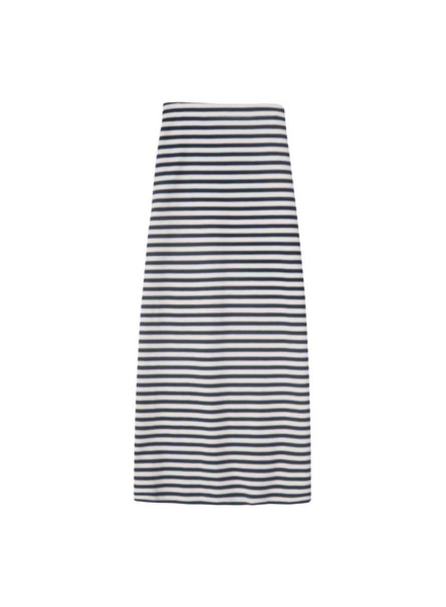 Yerse Sara Midi Skirt In Ecru+navy Stripes From