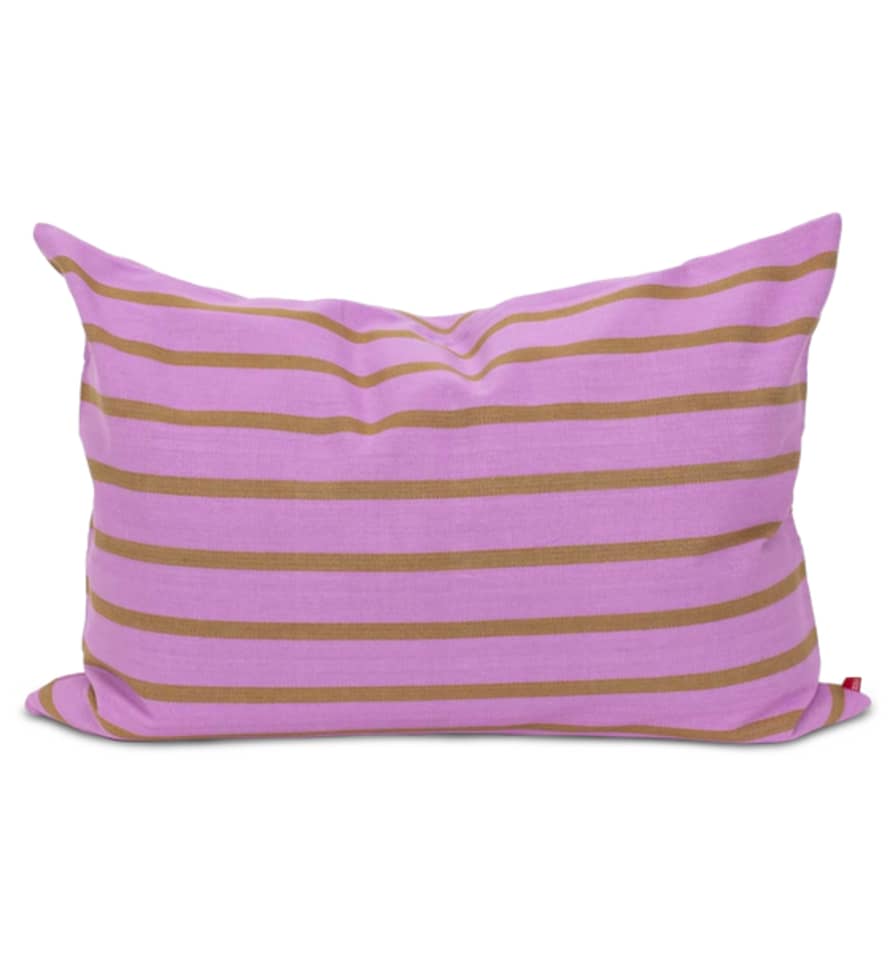 Afroart Juana Striped Cotton Cushion, Pink & Brown