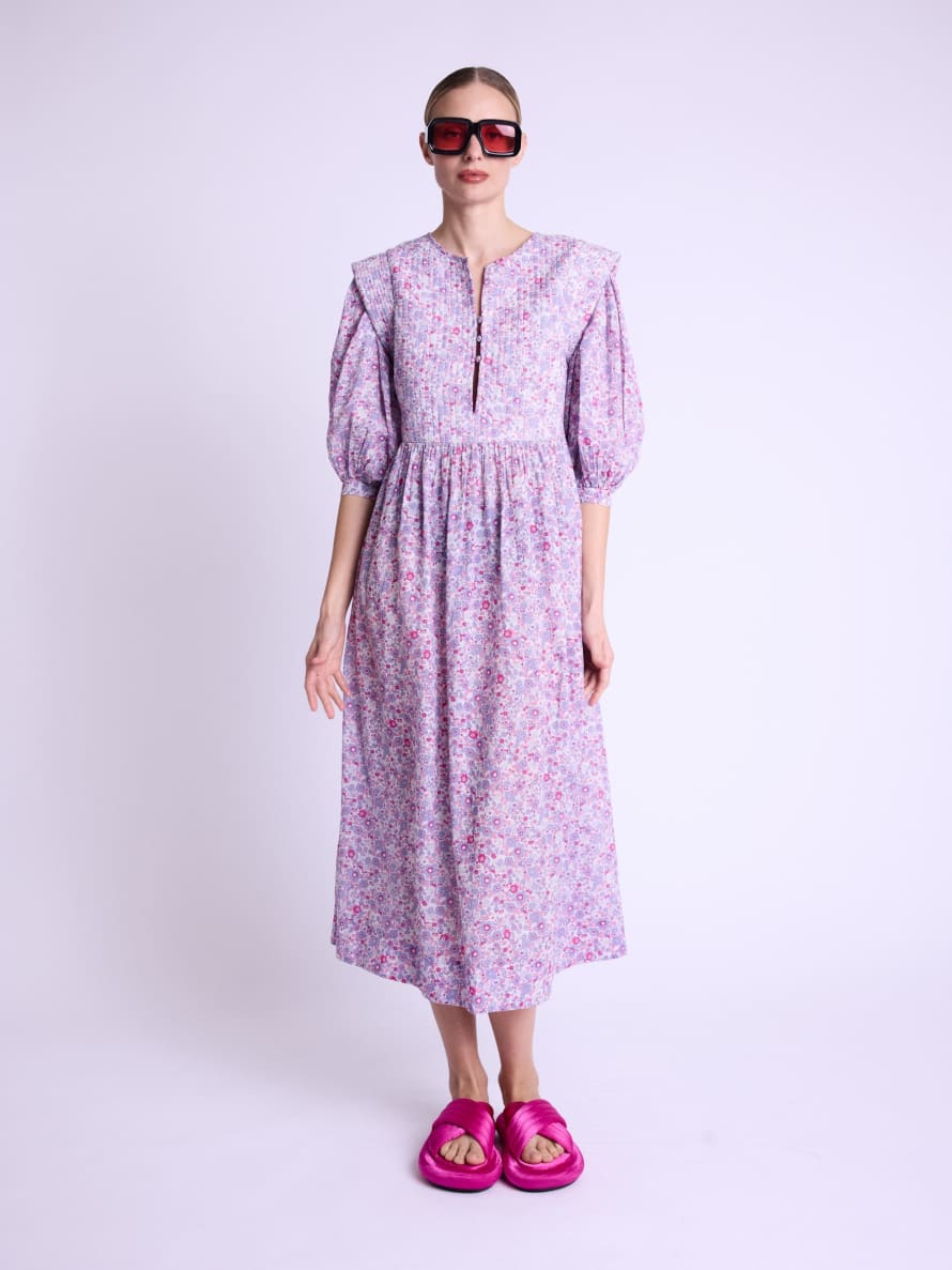 Berenice Matelassee Dress In Pink Liberty Print