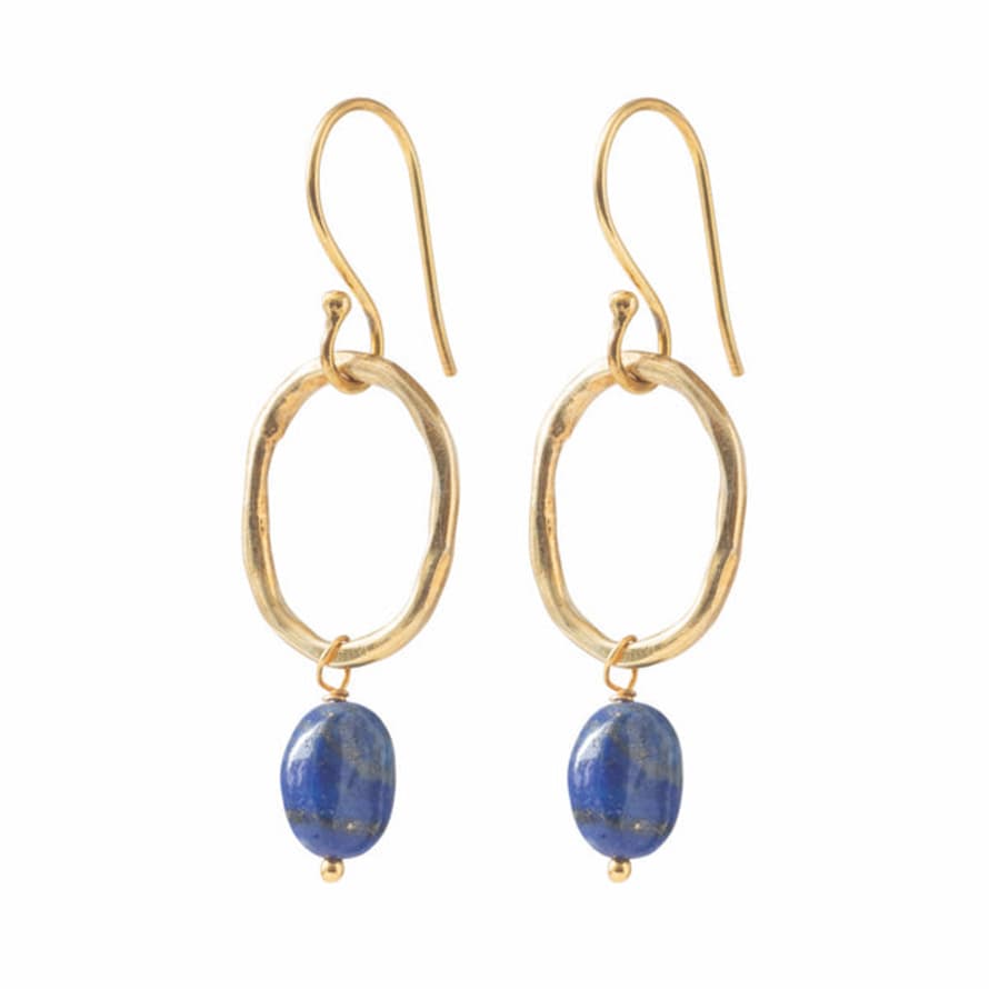 Beautiful Story Graceful Lapis Lazuli Gold Earrings