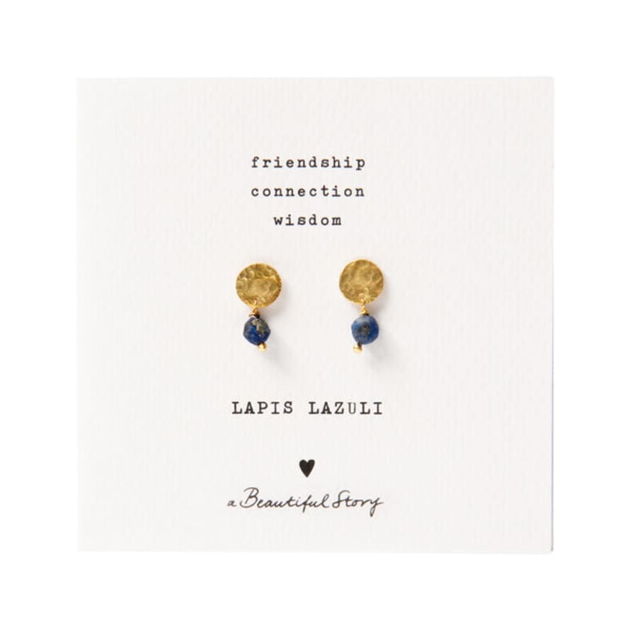 Beautiful Story Mini Coin Lapis Lazuli Gold Earrings