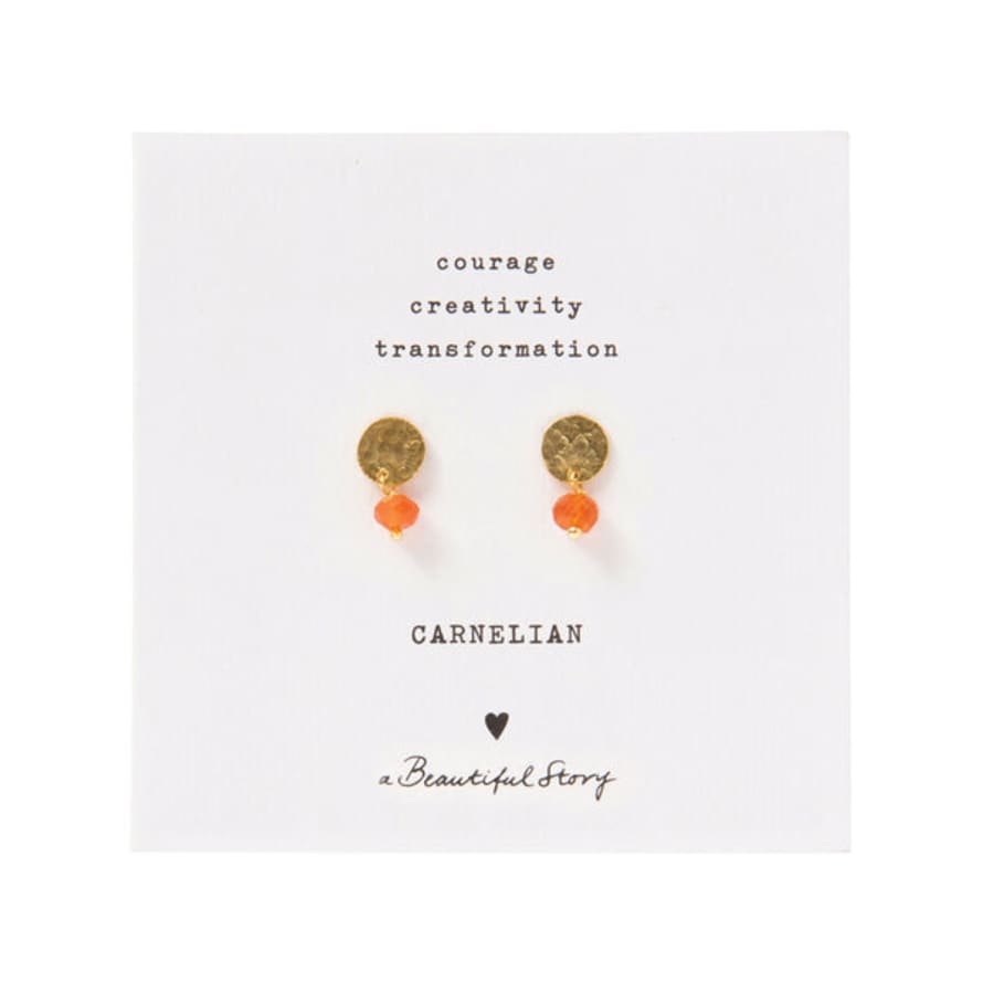 Beautiful Story Mini Coin Carnelian Gold Earrings
