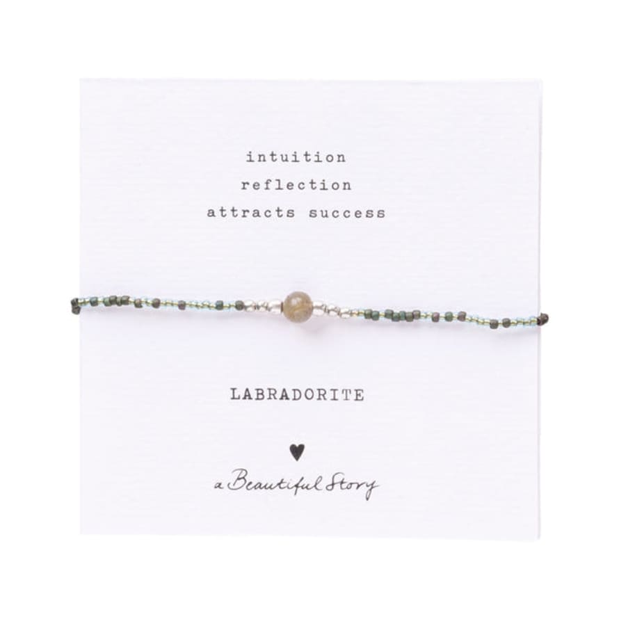 Beautiful Story Iris Card Labradorite Silver Bracelet