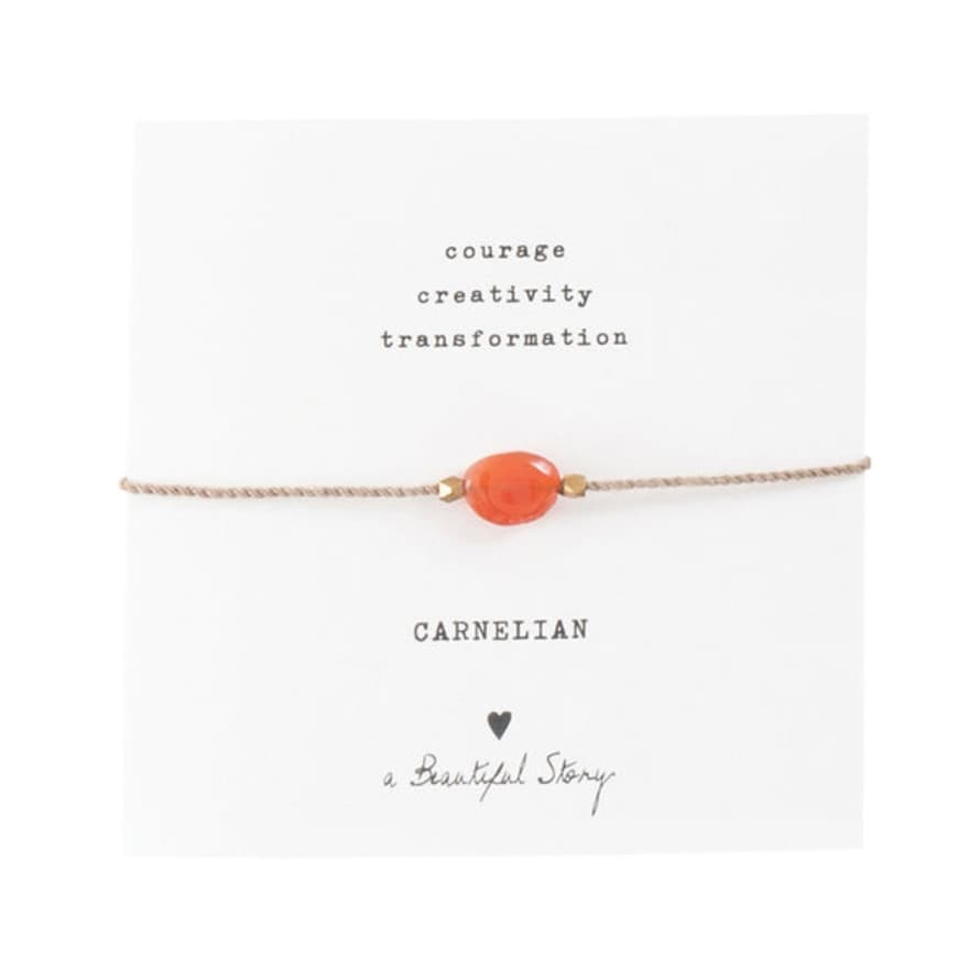 Beautiful Story Gemstone Card Carnelian Gold Bracelet