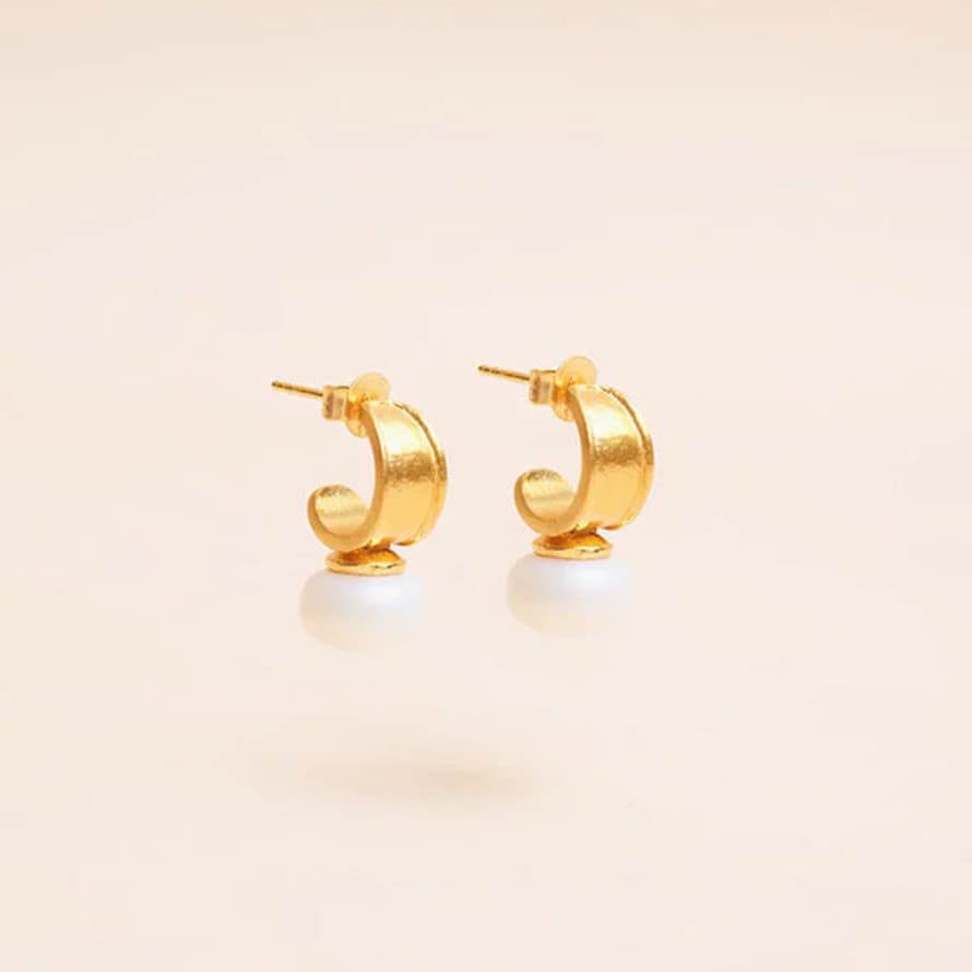 TUSKcollection Gold And Pearl Drop Earrings Idayu