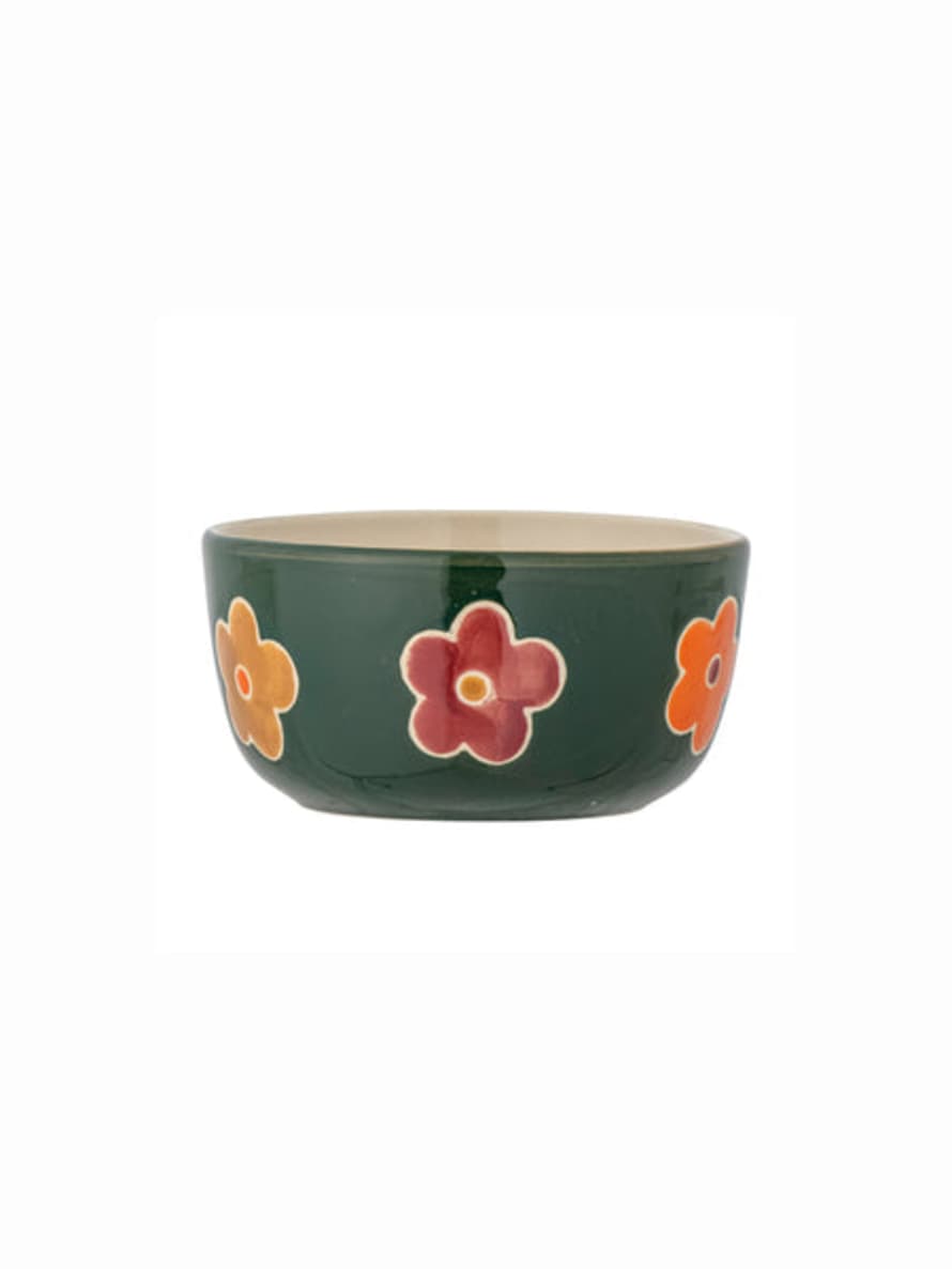 Bloomingville Addy Hand Painted Green Stoneware Flower Bowl