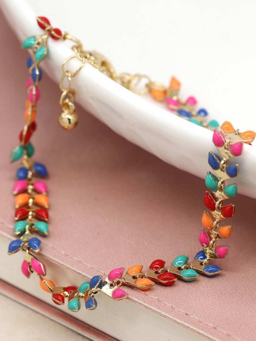 POM Multicolour Epoxy Faux Gold Chain Bracelet