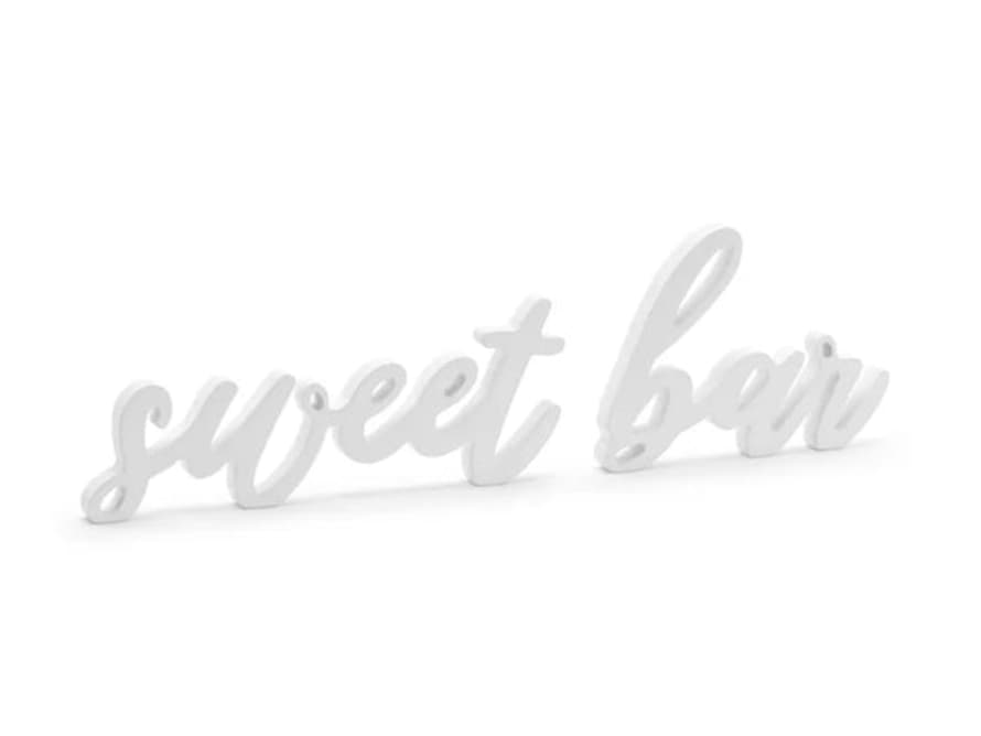 Partydeco Wooden Inscription Sweet Bar, White, 37x10cm