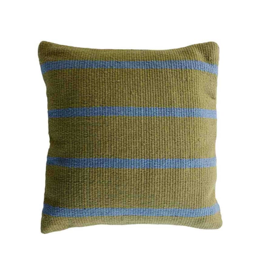 MOUD Home Stripe Pillowcase 48x48 Cm - Olive/blue