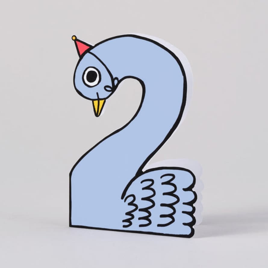 Wrap Swan 2nd Birthday Kids Number Card