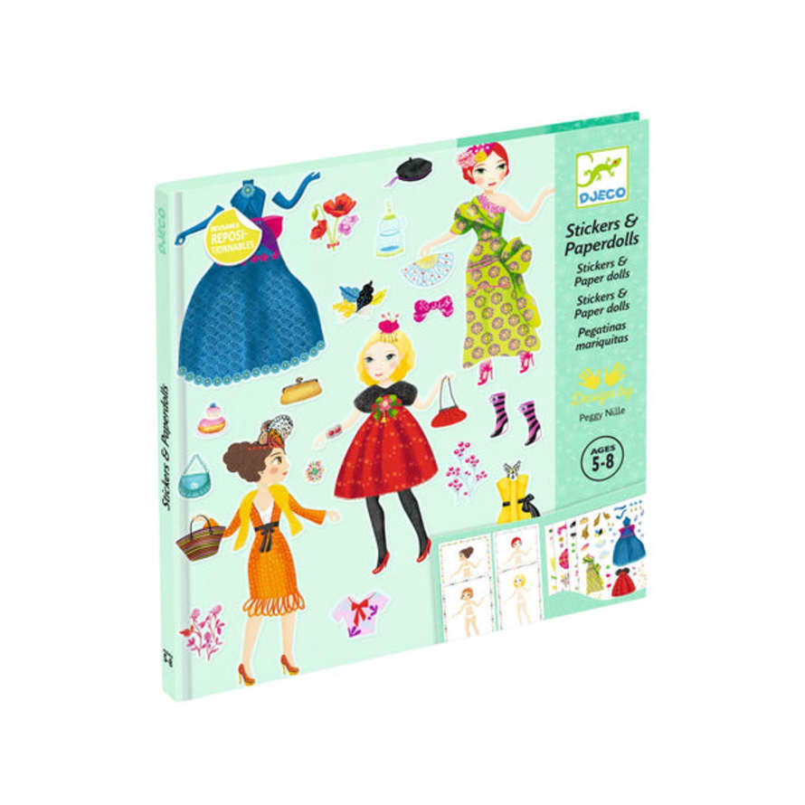Djeco  Reusable Stickers Paper Dolls Set - Too Fashionable