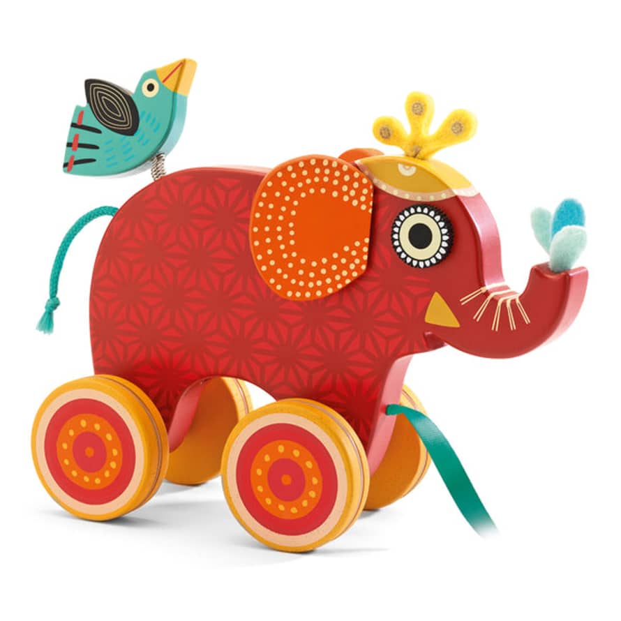 Djeco  Indy Pull Along Wooden Elephant Toy