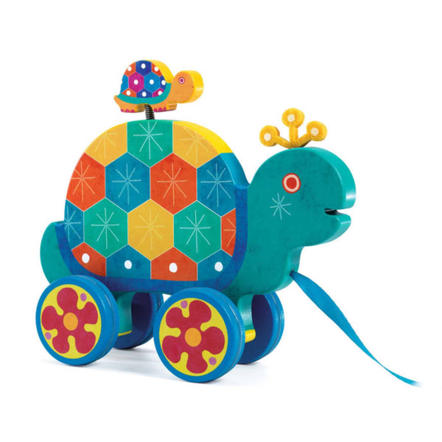 Djeco  Gaspard Pull Along Wooden Tortoise Toy