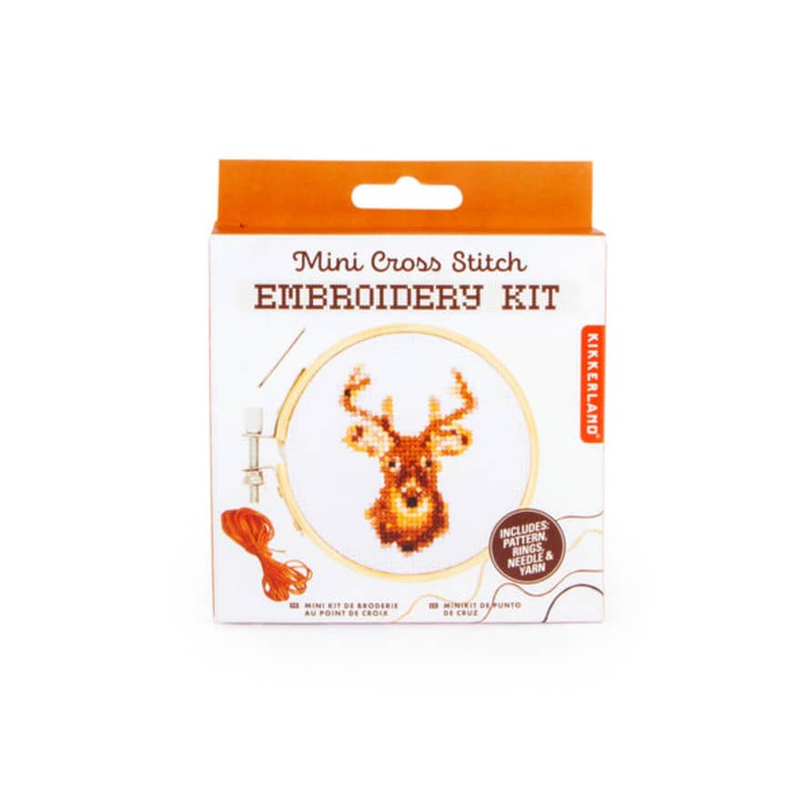 Kikkerland Design Mini Cross Stitch Embroidery Kit - Deer
