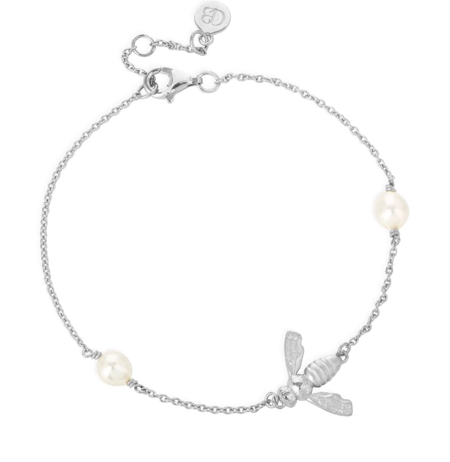Claudia Bradby Silver Pearl Flying Bee Bracelet